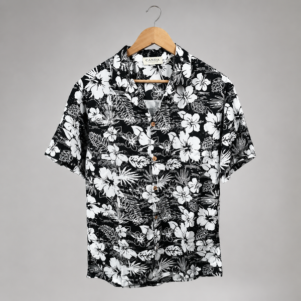 Premium Tee Black & White Floral Printed