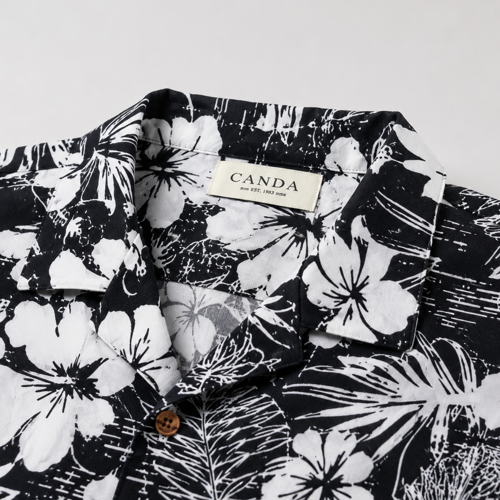 Premium Tee Black & White Floral Printed