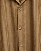 Men’s Tan Textured Stripe Short Sleeve Button-Up Shirt