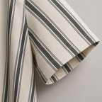 Men’s Cream and Black Striped Short Sleeve Button-Up Shirt