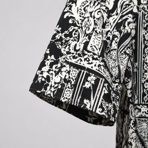 Premium Tee Black & White Paisley Printed