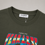 Men’s Oversized Racing Graphic Drop Shoulder Tee – Olive Green