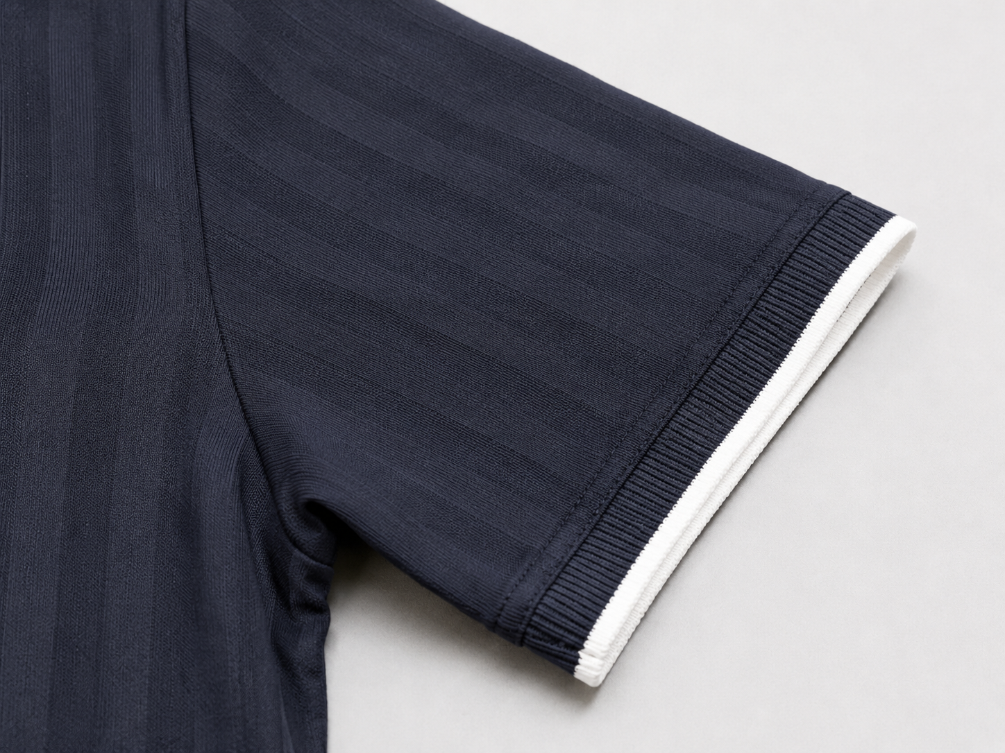 Men’s Ribbed Zip Polo T-Shirt – Navy Blue
