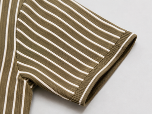 Men’s Vertical Stripe Zip Polo T-Shirt – Olive Brown